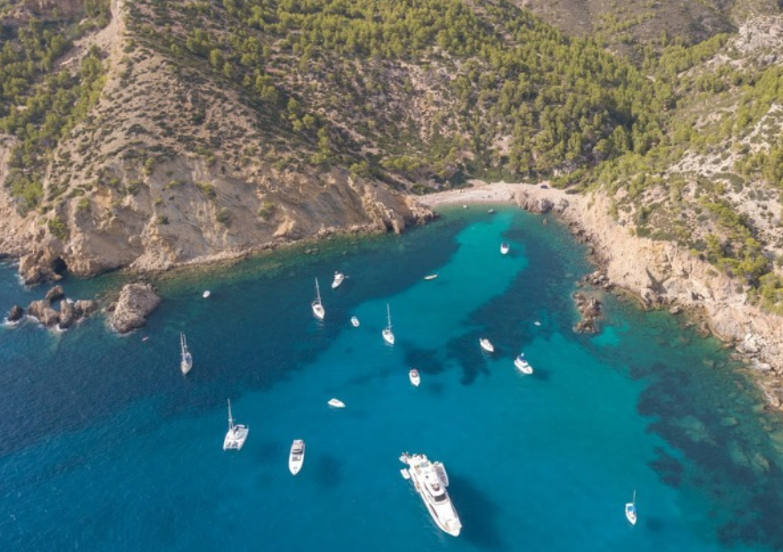 A collection of boats who belong to boat club in Mallorca where a membership is required.
