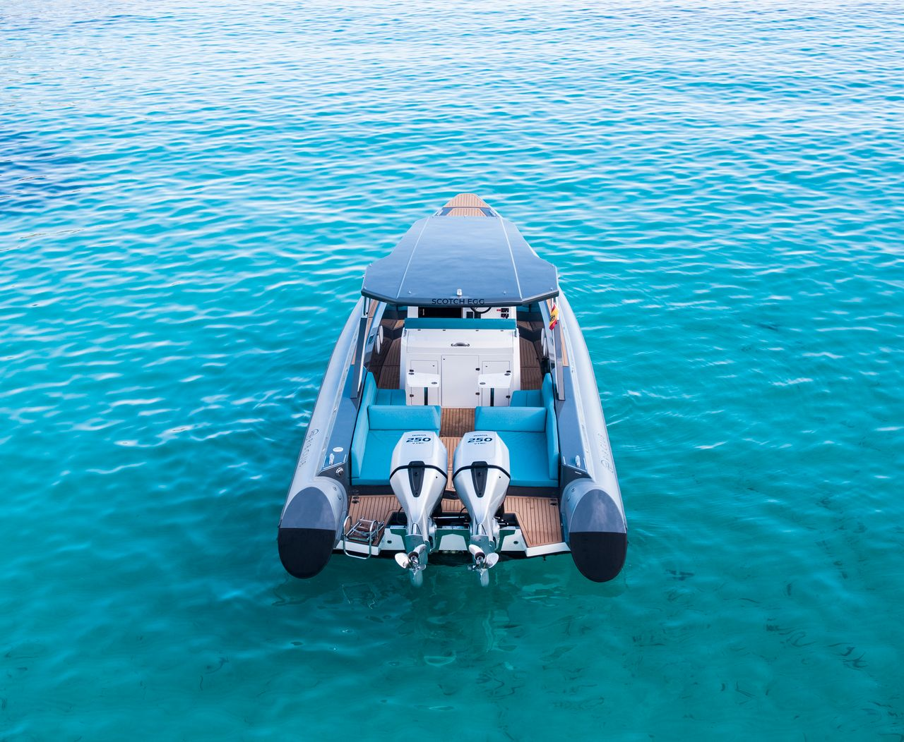 A RIB boat, which has departed from Pollença marina to enjoy the spectacular view this marina has to offer.